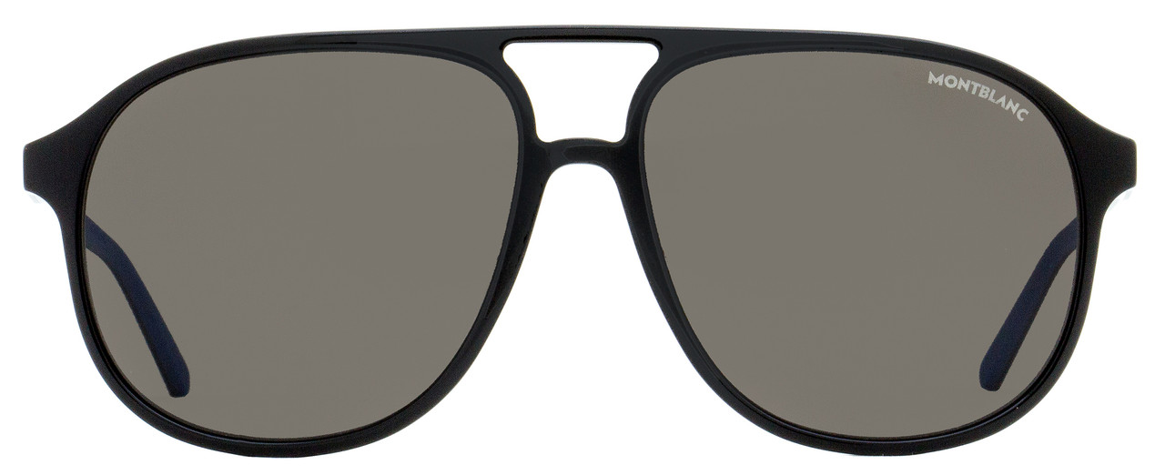 Montblanc Pilot Sunglasses MB0118S 001 Black/Blue 59mm 118