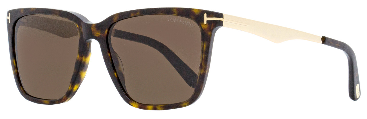 Tom Ford Rectangular Sunglasses TF862 Garrett 52E Dark Havana/Gold 56mm  FT0862