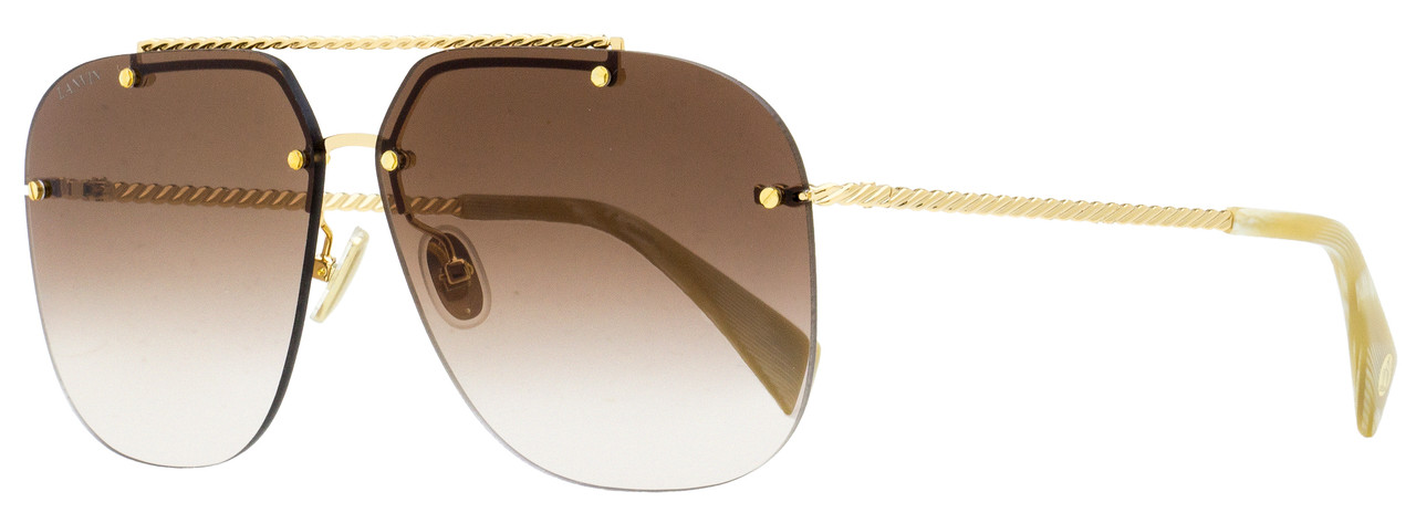 Lanvin Rimless Pilot Sunglasses LNV108S 740 Gold/Horn 64mm