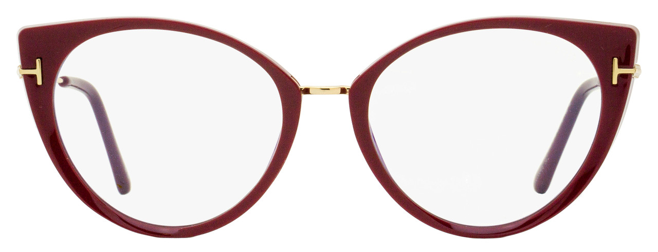 Tom Ford TF5815B Blue Block Eyeglasses 074 Burgundy/Gold 54mm FT5815