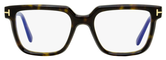 Eyeglasses Tom Ford FT 5826 -B 052 Dark Havana,t Logo/Blue Block Lenses  at  Women's Clothing store