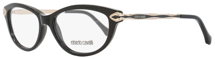 Roberto Cavalli Cateye Eyeglasses RC813 Alkalurops 001 Size: 52mm Shiny Black/Gold 813