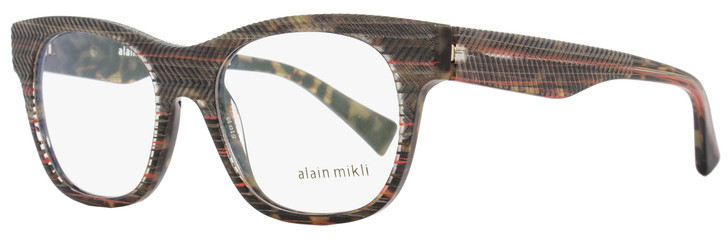 Alain Mikli Rectangular Eyeglasses A03025 B0D8 Size: 51mm Brown/Gray/Orange Striped 3025