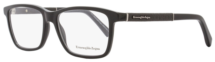 Ermenegildo Zegna Rectangular Eyeglasses EZ5012 001 Size: 54mm Black/Dark Brown Leather 5012