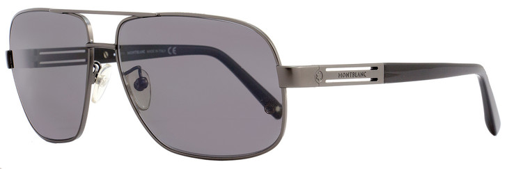 Montblanc Rectangular Sunglasses MB368S 13D Dark Ruthenium/Black Polarized 368S