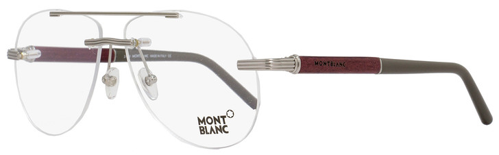 Montblanc Aviator Eyeglasses MB446 008 Size: 58mm Ruthenium/Amaranth Wood 446