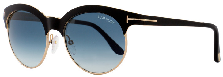 Tom Ford Oval Sunglasses TF438 Angela 05P Matte Black/Gold FT0438
