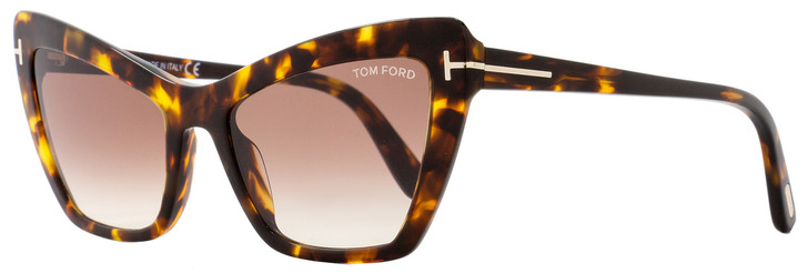 Tom Ford Cateye Sunglasses TF555 Valesca-02 52F Havana FT0555