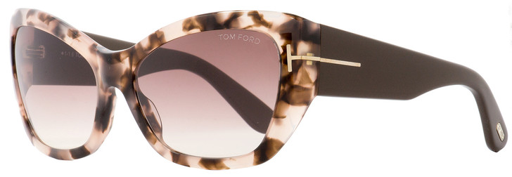 Tom Ford Rectangular Sunglasses TF460 Corinne 74P Rose Tortoise/Brown 58mm FT0460