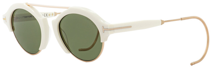 Tom Ford Oval Sunglasses TF631 Farrah-02 25N White/Gold 49mm FT0631