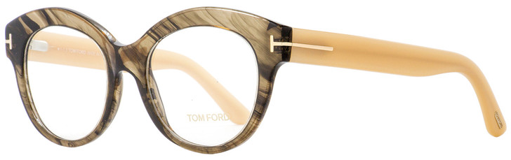 Tom Ford Oval Eyeglasses TF5377 050 Transparent Brown/Opal Beige 52mm 5377