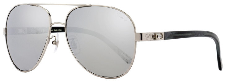 Chopard Aviator Sunglasses SCHB10G 579P Palladium/Gray Horn Polarized 61mm B10