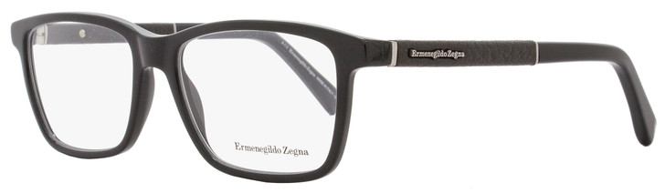 Ermenegildo Zegna Rectangular Eyeglasses EZ5012 001 Black/Dark Brown Leather 57mm 5012