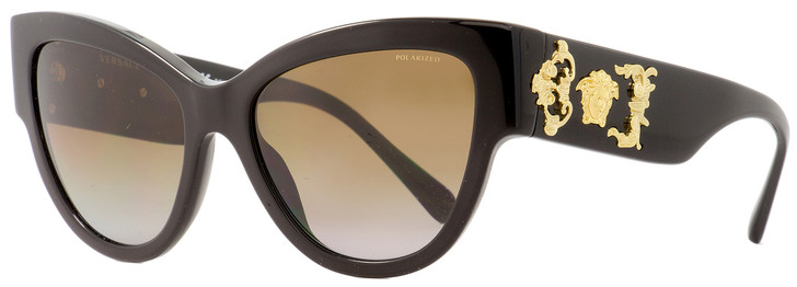 Versace Cateye Sunglasses VE4322 GB1-T5 Black/Gold Polarized 55mm 4322