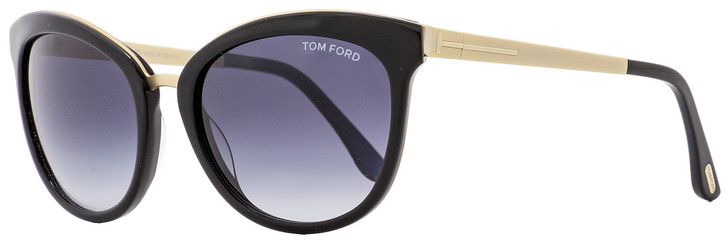 Tom Ford Oval Sunglasses TF461 Emma 05W Black/Iridescent Chalkstripe 56mm FT0461