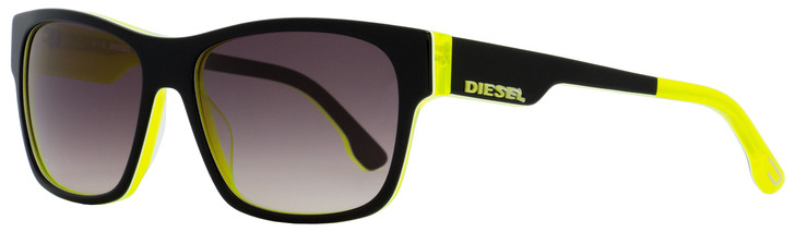 Diesel Rectangular Sunglasses DL0012 05B Black/Neon Yellow 57mm 12