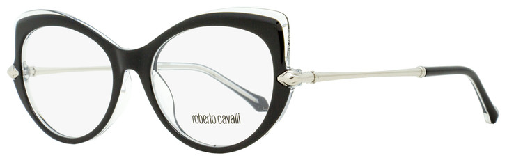 Roberto Cavalli Cateye Eyeglasses RC5021 Bisenzio 001 Black/Clear/Palladium 54mm 5021