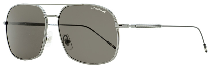 Montblanc Rectangular Sunglasses MB0046S 001 Ruthenium/Black 61mm 0046