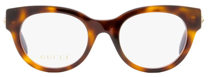 Gucci Oval Eyeglasses Gg0209o 002 Havana Gold 48mm 209