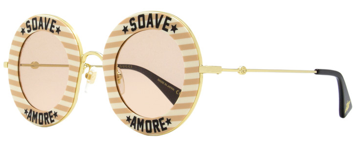 Gucci Soave Amore Sunglasses GG0113S 009 Gold/Nude/Cream 44mm 113