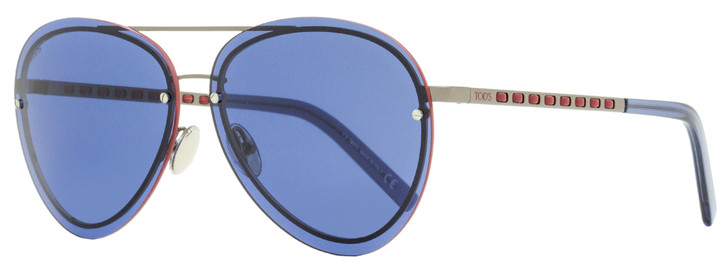 Tod's Aviator Sunglasses TO0248 12V Ruthenium/Blue/Red 63mm 248