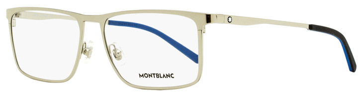 Montblanc Rectangular Eyeglasses MB0106O 006 Silver/Black/Blue 57mm 0106
