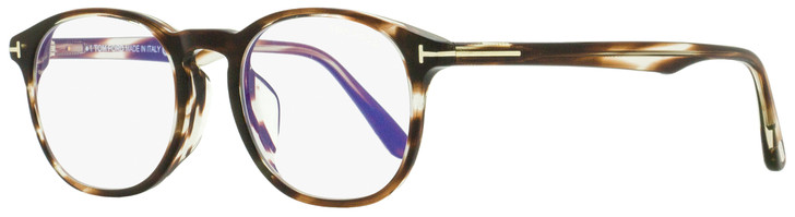 Tom Ford Blue Block Eyeglasses TF5680FB 053 Striped Brown Havana 52mm FT5680