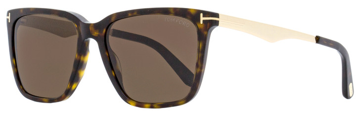 Tom Ford Rectangular Sunglasses TF862 Garrett 52E Dark Havana/Gold