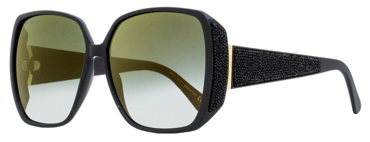 Jimmy Choo Square Glitter Cloe Sunglasses 807FQ Black 62mm