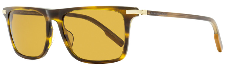 Zegna EZ0204 Rectangular Sunglasses 52E Striped Brown 56mm