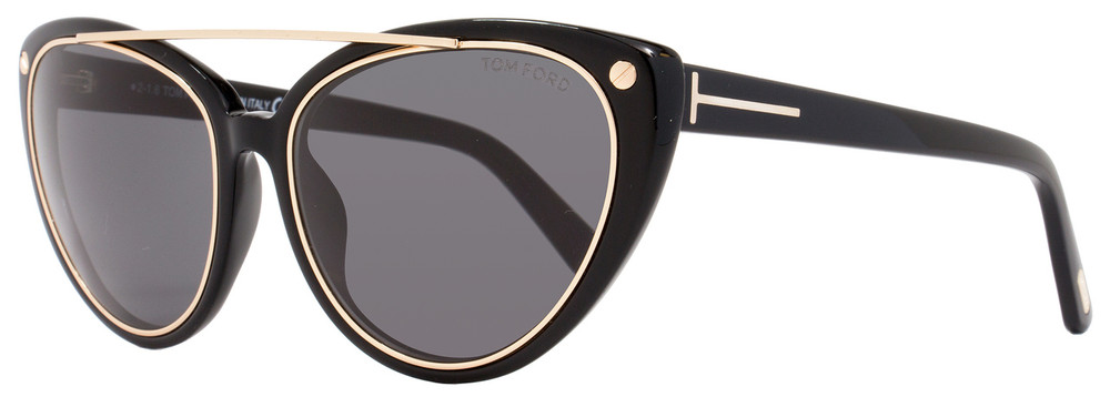 Tom Ford Cateye Sunglasses Tf384 Edita 01a Shiny Black Gold Ft0384