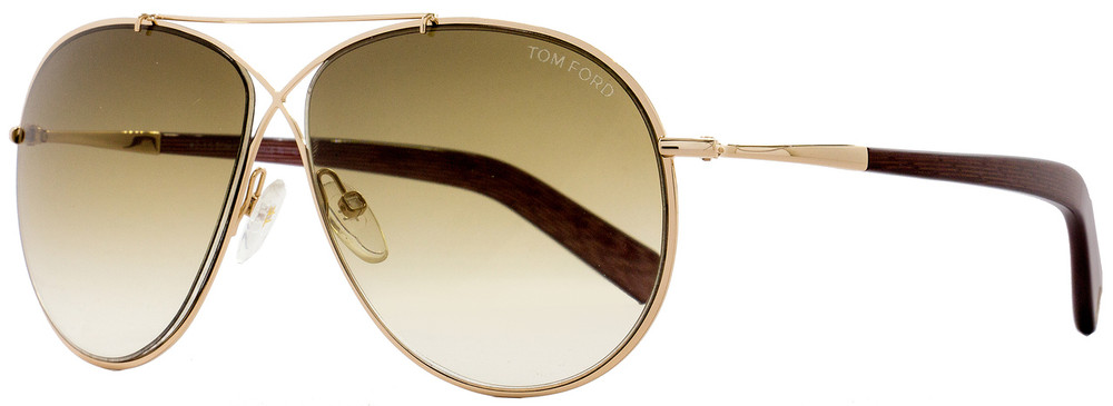 Tom Ford Aviator Sunglasses TF374 Eva 28F Rose Gold/Chalkstripe Brown FT0374