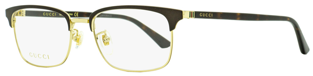 Gucci Rectangular Eyeglasses Gg0131o 002 Gold Brown Havana 53mm 131