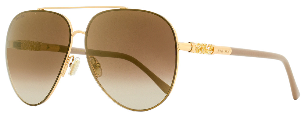 Jimmy Choo Aviator Sunglasses Gray/S BKUJL Gold/Nude 63mm