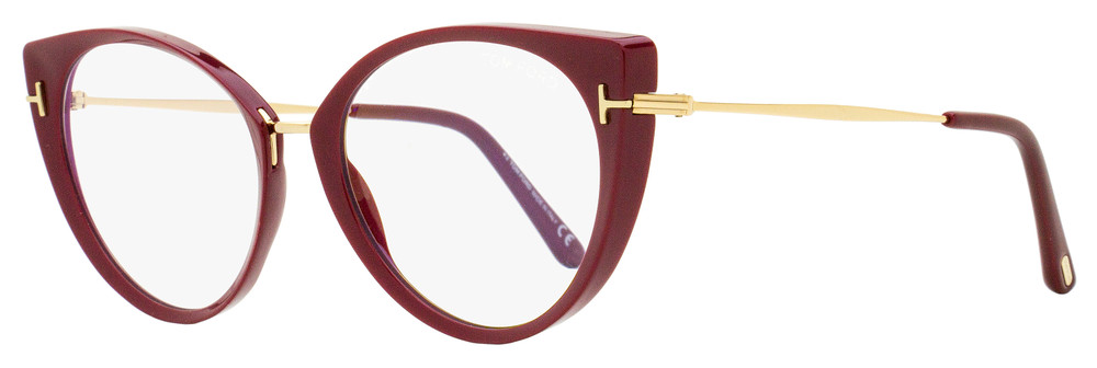 Tom Ford TF5815B Blue Block Eyeglasses 074 Burgundy/Gold 54mm FT5815