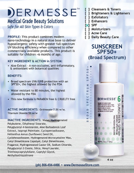 Dermesse SPF50+ Broad Spectrum Sunscreen Product Details