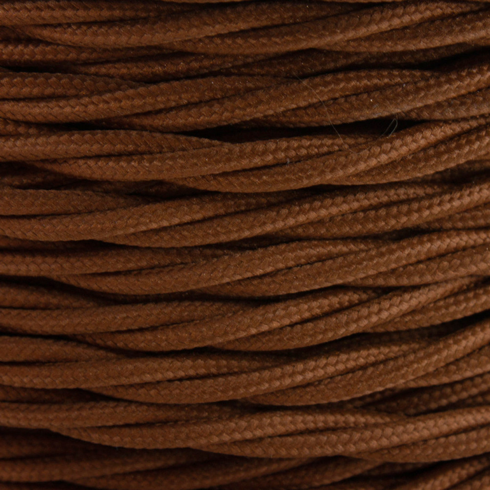 【BROWN】3B WORK Cordlane 3-Conductor 14-Gauge Dark Brown Cotton Cloth-Covered Pulley Cord