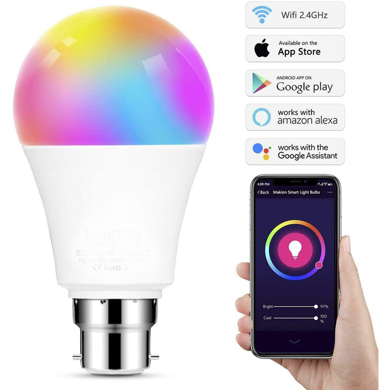 Status Smart Alexa Google RGB BC LED Lamp