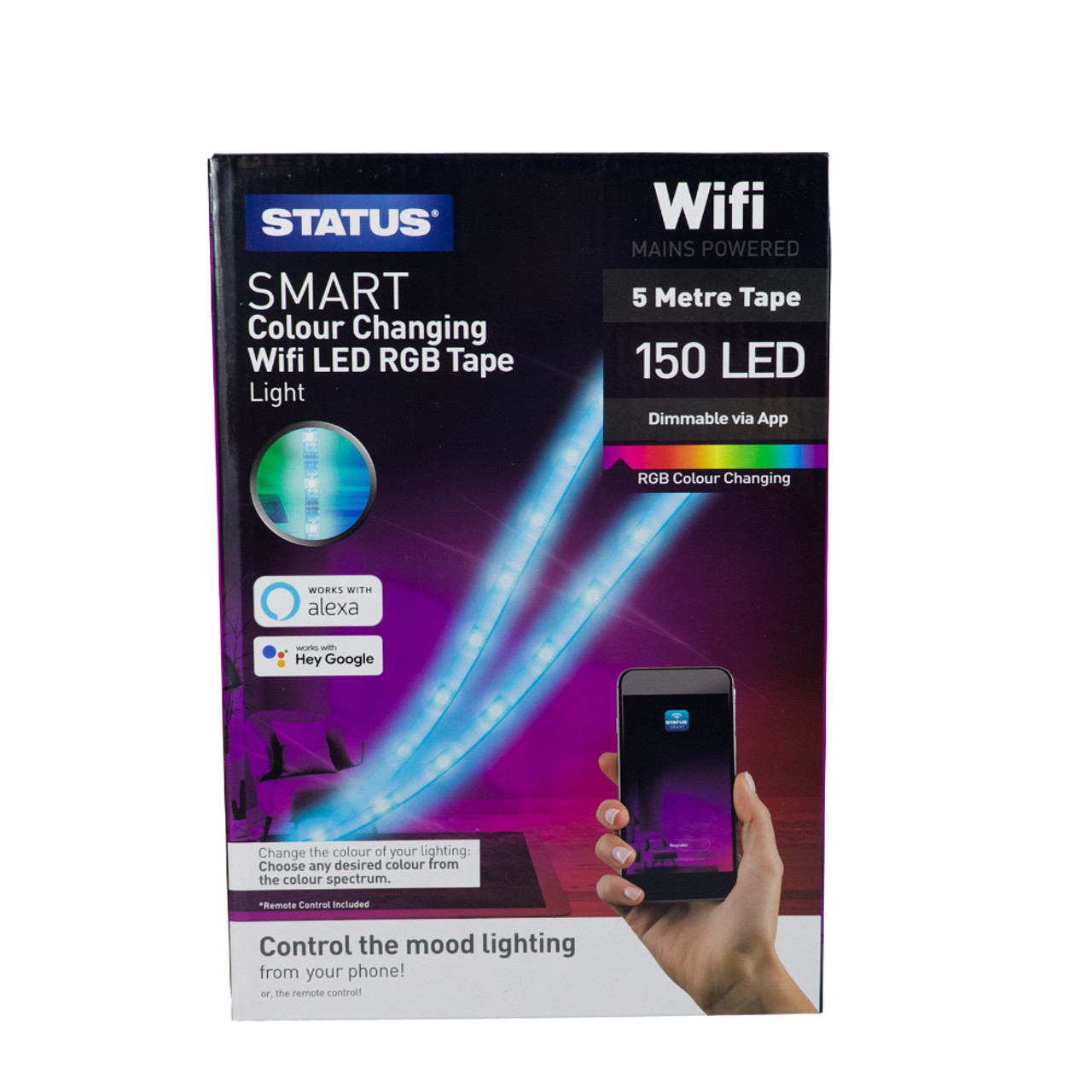 Status Smart Alexa Google Assistant 5 Metre RGB LED Strip With Controller  6123294