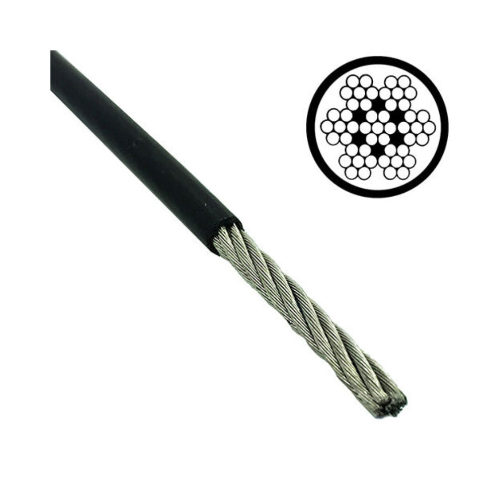 7x7 Stainless Steel Wire Rope Black PVC Coated - Main Image