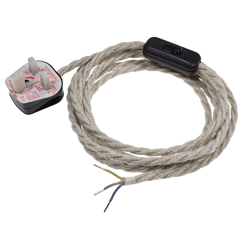 Custom Made Braided Flex With Inline Switch PLU16242 - Lampspares.co.uk