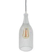 Bottle shaped Magnum White Metal Shade With E27 Lampholder [3152849]