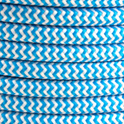 Light Blue Herringbone Round Fabric Cable 3 Core 4200437