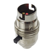 BC | B22 | Bayonet Cap Nickel Switched Safer Lampholder 1/2" Entry