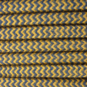 Gold and Dark Grey Round ZigZag 3 Core Fabric Cotton Cable 4545790