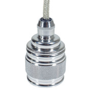 ES | E27 | Edison Screw Chrome Pendant Lampholder with Beaded Knurled Centre