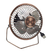 4" USB Fan Metal Antique Finish