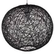 Large Rattan String Ball Pendant Shade in Black