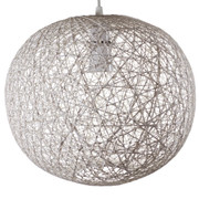 Large Rattan String Ball Pendant Shade in White
