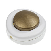 White Body Gold Button Single Pole Inline Foot Switch 8814555